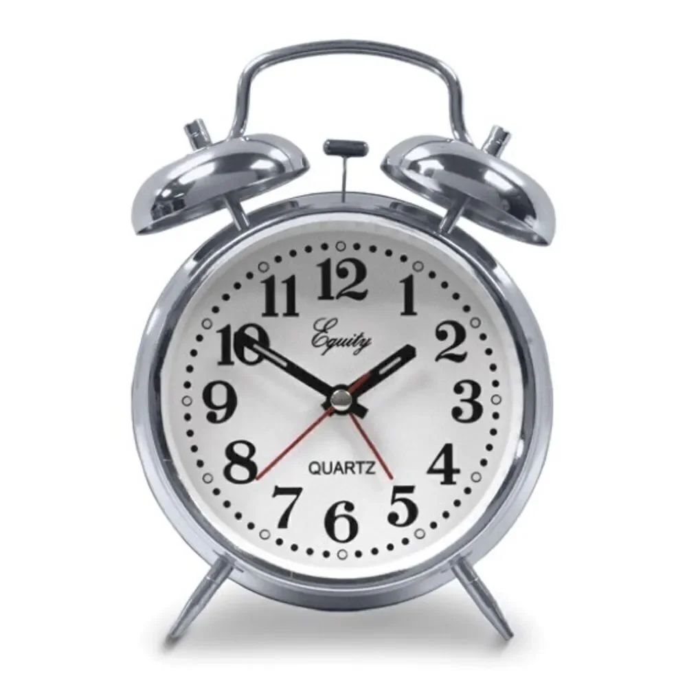 Silver-tone Twin Bell Analog Quartz Alarm Clock